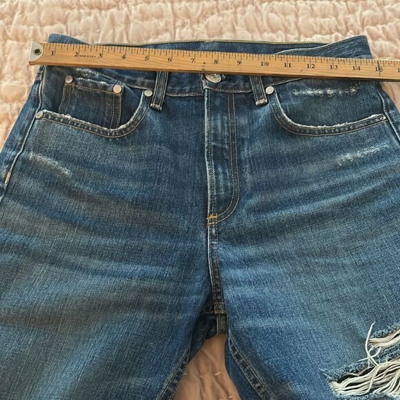 rag & bone Distressed Straight Leg Jeans - Dark Blue 26 - Picture 5 of 9